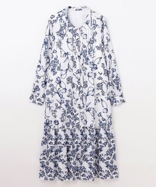 GRACE CONTINENTAL オリエンタルフラワープリントワンピース ホワイト