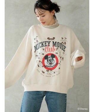 Green Parks ミッキーマウス・クラブ／アート裏起毛プルオーバー Light Beige