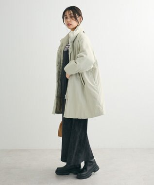 Green Parks シームレス中綿ドロストコート Smoky Green