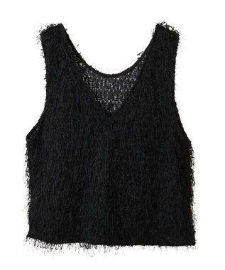 AMERICAN HOLIC 【前後2way】サイドスリットシャギーベスト Black