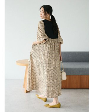 CRAFT STANDARD BOUTIQUE レーヨンキルト切替ワンピース Beige