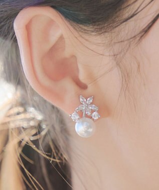 Tiaclasse 【金属アレルギー対応】ブルースターパールピアス・イヤリング イヤリング：シルバー