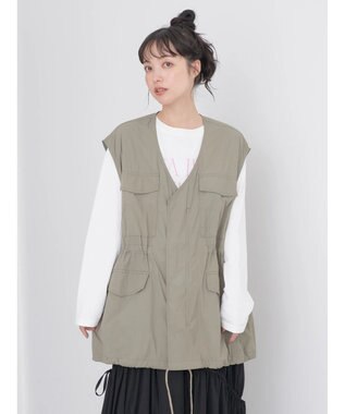 earth music&ecology ドロストコードジレ Khaki