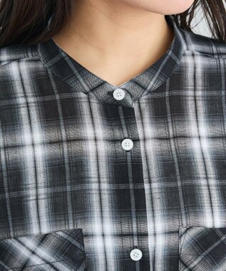 CRAFT STANDARD BOUTIQUE バックギャザーポンチョシャツ Check Black