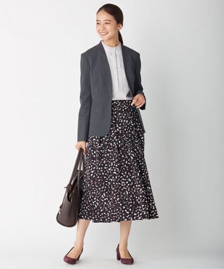 J.PRESS LADIES 【スーツ対応】T／Rアルガンシルク ノーカラージャケット グレー系