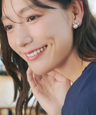 Tiaclasse 【金属アレルギー対応】ブルースターパールピアス・イヤリング イヤリング：ピンクゴールド