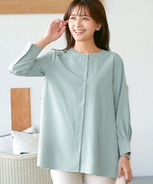 Tiaclasse L バックフレアヨークチュニック ミント