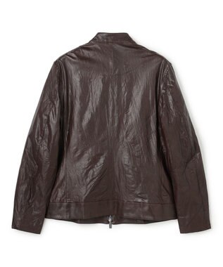 JOSEPH HOMME 【洗い加工】シュリンクエアレザー 　シングルライダースジャケット ダークブラウン系