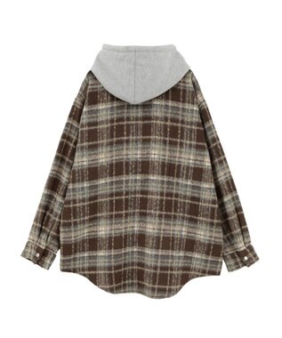 AMERICAN HOLIC フード付きシャギーチェックシャツ Navy