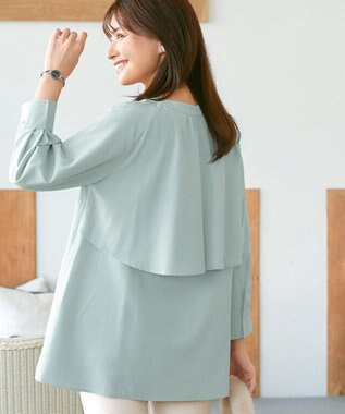 Tiaclasse L バックフレアヨークチュニック ミント