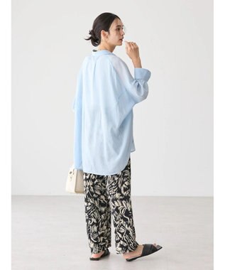 AMERICAN HOLIC 接触冷感５分袖変形ドルマンシアーシャツ Sax