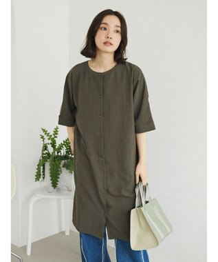 Green Parks 前後２ｗａｙミディ丈タックワンピース Khaki