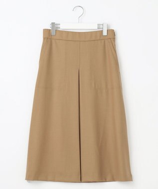 自由区 【洗える】ウォッシャブルハイカウントフラノ タックスカート キャメル系