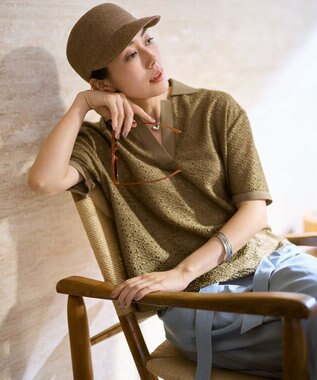 自由区 【カタログ掲載】ラッセルレースジャージー トップス ブロンズ