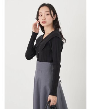 earth music&ecology ２ｗａｙビッグカラーニットプルオーバー Black