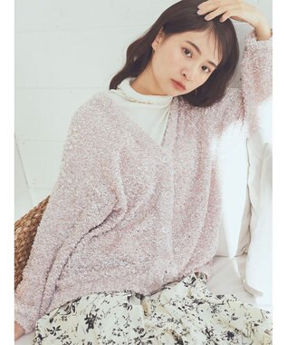 earth music&ecology ぽこぽこヤーンカーディガン Light Pink