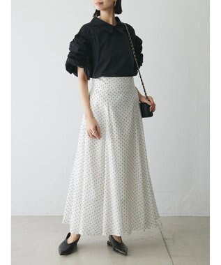 Green Parks AnriettMusee ドットフレアーロングスカート Off White