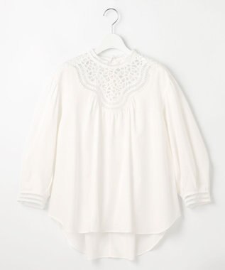  【GOLD LABEL】モダンコットン レースコンビ ブラウス