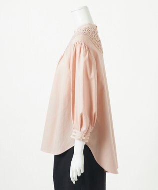 23区 L 【GOLD LABEL】モダンコットン レースコンビ ブラウス ピンク系
