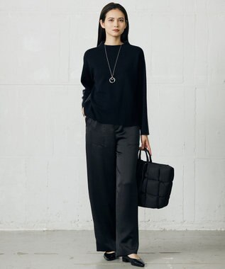 自由区 【セットアップ対応】ウールミラノボトルネック ニット ネイビー×チャコール