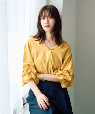 YECCA VECCA タックスリーブスキッパーブラウス Yellow