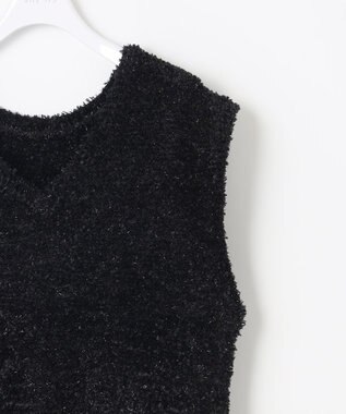 ANY SIS L 【洗える】フラワープリントワンピース × ニットベスト セット ブラック系