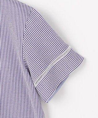 J.PRESS LADIES 【一枚で着映え】サッカージャージー クルーネック カットソー ネイビーストライプ系1