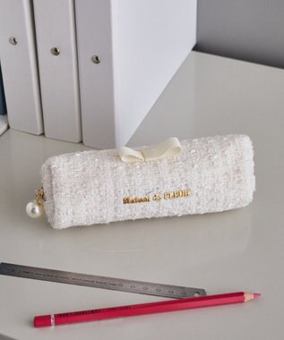 Maison de FLEUR ツイードグログランリボンロングポーチ Off White