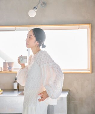 #Newans 【洗える】フィラッフィギャザースリーブブラウス ホワイト