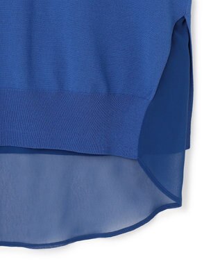 BEIGE， 【洗える】VALOIS / バックシフォンレーヤードニット Blue