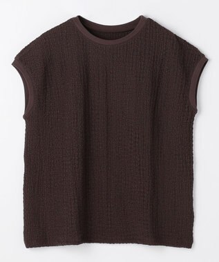 ANY L レースフレンチスリーブプルオーバー ブラウン