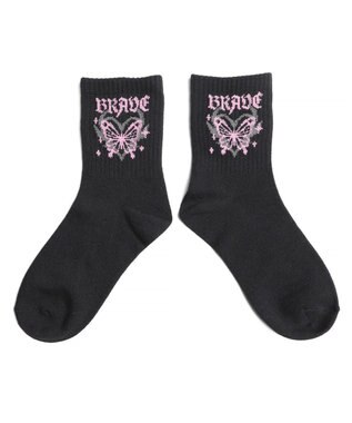 WEGO バタフライデザインソックス ブラック