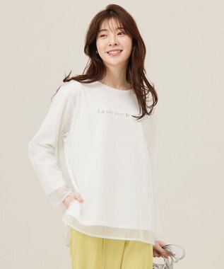 ANY SIS S 【貴島明日香さんコラボ】チュールレイニャード猫 Tシャツ