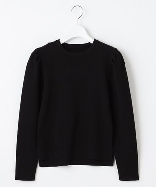 Feroux 【洗える】パワショル ニットプルオーバー ブラック系