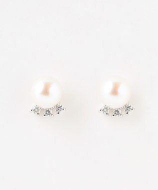 TOCCA 【WEB限定】FRILL DIAMOND PEARL PIERCED K10ホワイトゴールド 淡水パール ダイヤモンドピアス ホワイトゴールド系