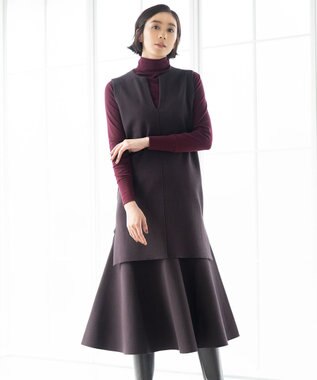 自由区 【洗える/セット着用可】レーヨンストレッチ マーメイドシルエット スカート ダークブラウン系