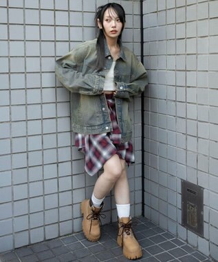 WEGO 【ユニセックス着用ITEM/MLサイズ展開】ヴィンテージライクBIGデニムジャケット デニム淡加工色