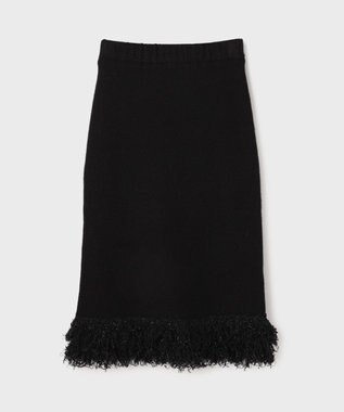 GRACE CONTINENTAL ラメフェザーフリンジスカート ブラック
