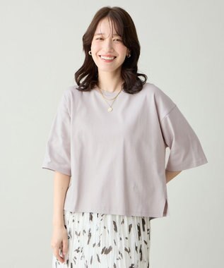 ANY 【Sサイズあり】オーガニックコットンスムース5分袖Tシャツ グレージュ