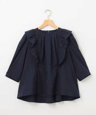 組曲 【WEB限定】ナチュラルローン ペプラムブラウス ネイビー系