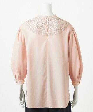 23区 L 【GOLD LABEL】モダンコットン レースコンビ ブラウス ピンク系