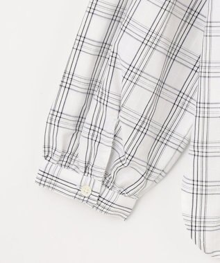 J.PRESS LADIES 【洗える】 セルロースチェック バンドカラー ブラウス ネイビー系3