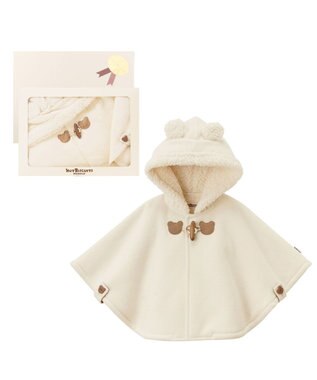 MIKI HOUSE HOT BISCUITS お耳付きボアフリース ダッフルマントギフトセット【BOX付き】 アイボリー