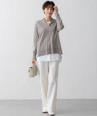 23区 S 【CLASSY.2月号掲載/洗える】TRストレッチギャバ ワイドパンツ ホワイト系