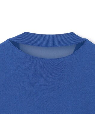 BEIGE， 【洗える】VALOIS / バックシフォンレーヤードニット Blue