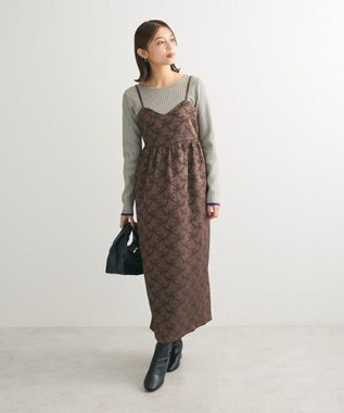 Green Parks ・ＳＵＧＡＲＳＰＯＯＮリボンジャカードキャミワンピ Brown