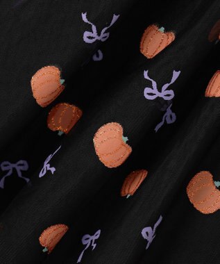 ANY KIDS ラメチュールフレアスカート ブラック×カボチャ