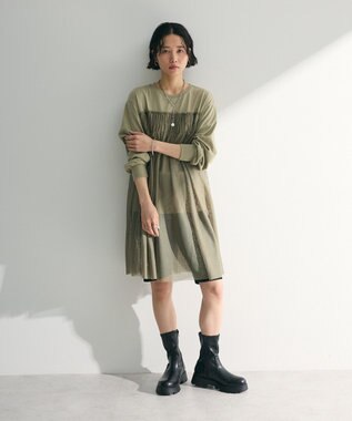 Green Parks メッシュドッキングレイヤーチュニック Khaki