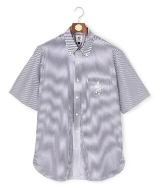 J.PRESS MEN 【AaronChang】【UNISEX】コットンタイプライター ストライプ シャツ / B.D. / Baggy-Fit ネイビー系1