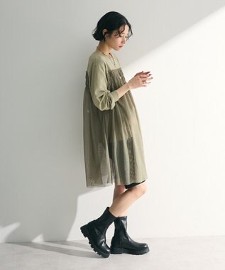 Green Parks メッシュドッキングレイヤーチュニック Khaki